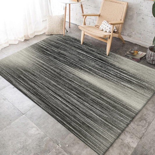 Black and White Bedroom Rug Modern Abstract Pinstripe Pattern Area Rug Polyester Anti-Slip Backing Washable Carpet Clearhalo 'Area Rug' 'Modern' 'Rugs' Rug' 1583966