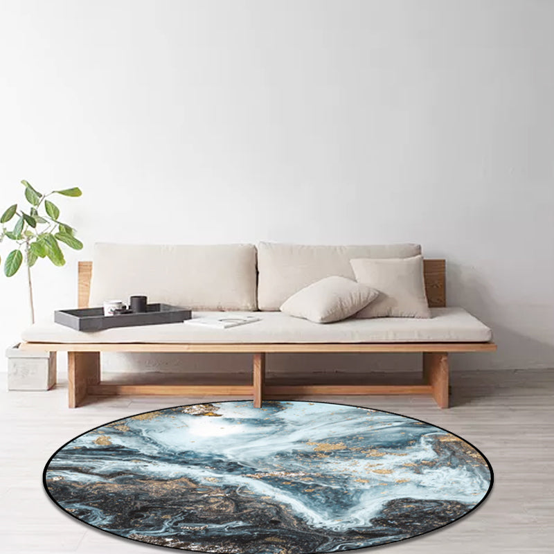 Simple Modern Rug in Blue and Black Abstract Marble Pattern Rug Polyester Washable Carpet for Home Decoration Clearhalo 'Area Rug' 'Modern' 'Rugs' Rug' 1583981