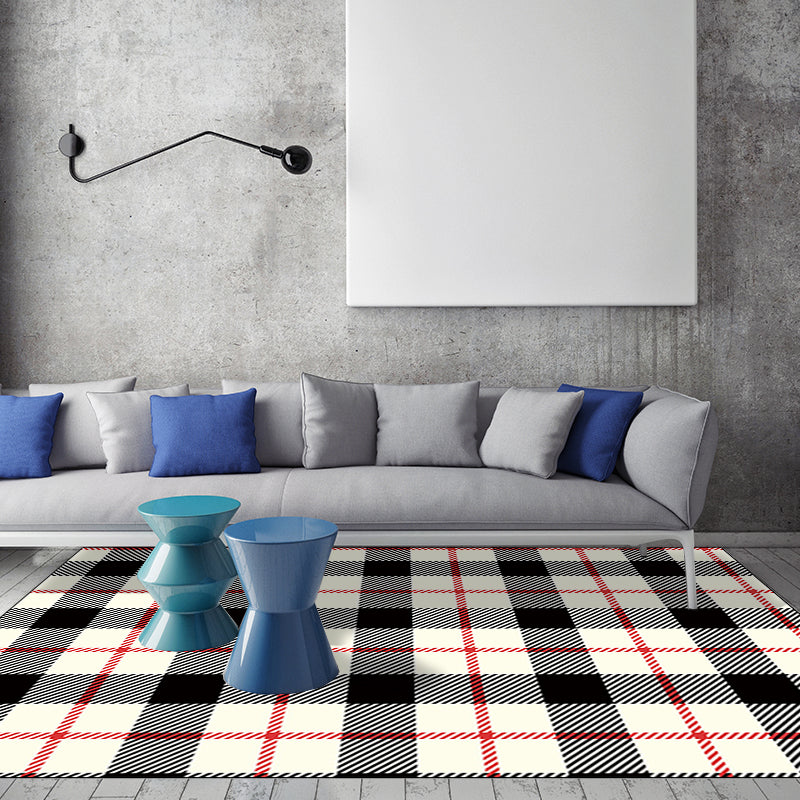 Modern Living Room Rug in Ivory Plaid Print Rug Polyester Anti-Slip Stain-Resistant Area Rug Clearhalo 'Area Rug' 'Modern' 'Rugs' Rug' 1584004
