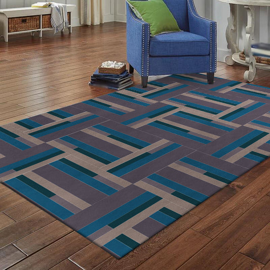 Nordic Novelty Rug Blue and Purple Colorblock Stripe Pattern Rug Polyester Washable Carpet for Home Decoration Clearhalo 'Area Rug' 'Rug' 1584020