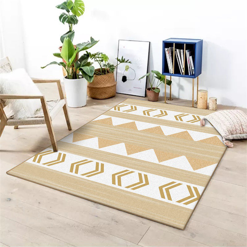 Bohemian Living Room Rug in Brown Geometric Stripe Print Rug Polyester Washable Non-Slip Pet Friendly Area Rug Clearhalo 'Area Rug' 'Bohemian' 'Rugs' Rug' 1584074