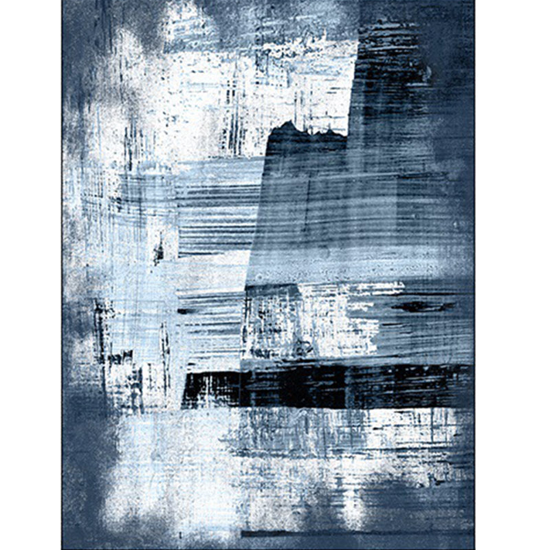 Modern Living Room Rug in Blue and White Abstract Painting Print Rug Polyester Washable Area Rug Clearhalo 'Area Rug' 'Modern' 'Rugs' Rug' 1584090
