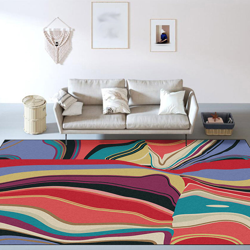 Multicolored Bedroom Rug Modern Abstract Twisted Line Pattern Area Rug Polyester Washable Non-Slip Carpet Clearhalo 'Area Rug' 'Modern' 'Rugs' Rug' 1584096