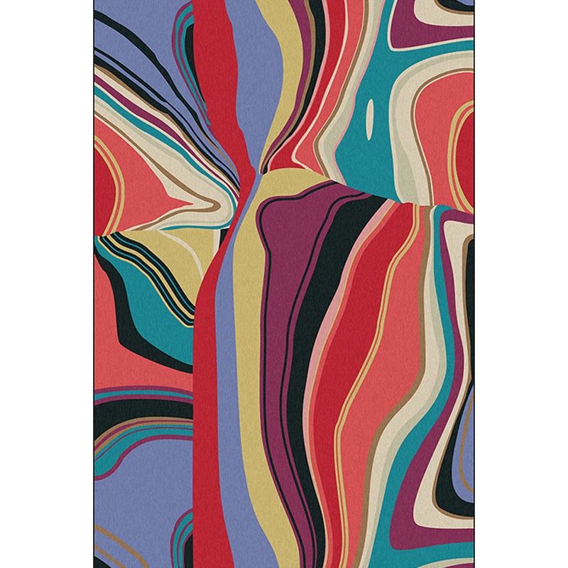 Multicolored Bedroom Rug Modern Abstract Twisted Line Pattern Area Rug Polyester Washable Non-Slip Carpet Clearhalo 'Area Rug' 'Modern' 'Rugs' Rug' 1584097