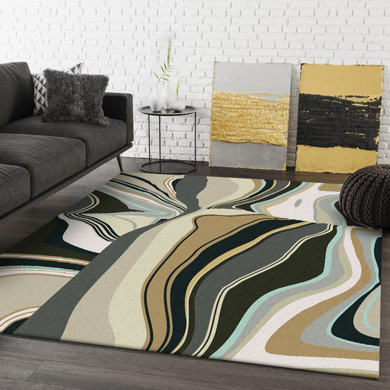 Multicolored Bedroom Rug Modern Abstract Twisted Line Pattern Area Rug Polyester Washable Non-Slip Carpet Yellow Clearhalo 'Area Rug' 'Modern' 'Rugs' Rug' 1584102
