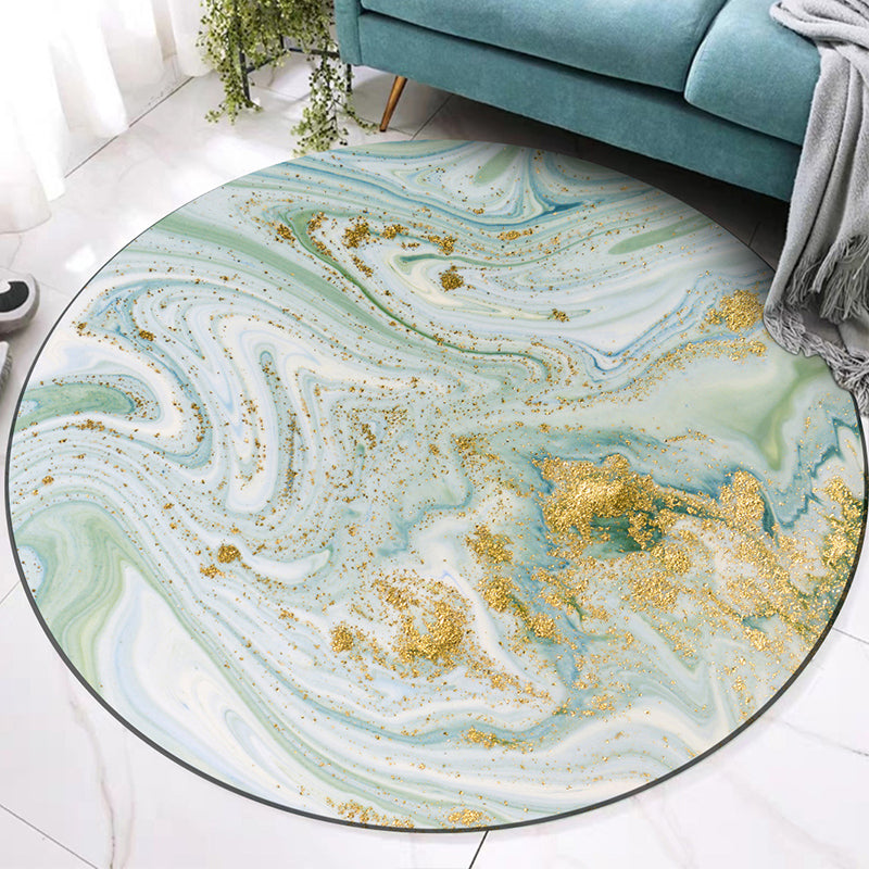 Casual Modern Rug in Green Abstract Seawater Pattern Rug Polyester Machine Washable Carpet for Home Decoration Gold Clearhalo 'Area Rug' 'Modern' 'Rugs' Rug' 1584116