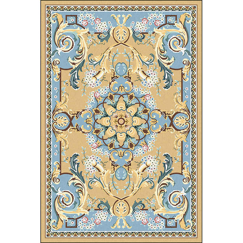 Mediterranean Moroccan Rug in Brown Motif Floral Pattern Rug Polyester Non-Slip Washable Carpet for Home Decoration Clearhalo 'Area Rug' 'Moroccan' 'Rugs' Rug' 1584125