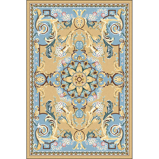 Mediterranean Moroccan Rug in Brown Motif Floral Pattern Rug Polyester Non-Slip Washable Carpet for Home Decoration Clearhalo 'Area Rug' 'Moroccan' 'Rugs' Rug' 1584125