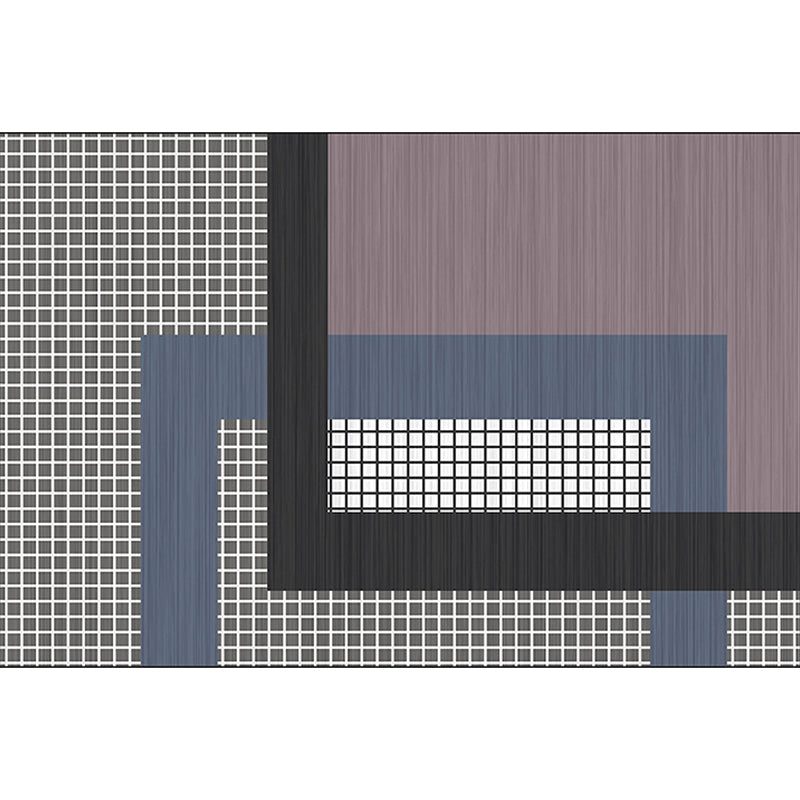 Grey and Purple Bedroom Rug Modern Color Block Small Check Pattern Area Rug Polyester Pet Friendly Carpet Clearhalo 'Area Rug' 'Modern' 'Rugs' Rug' 1584141