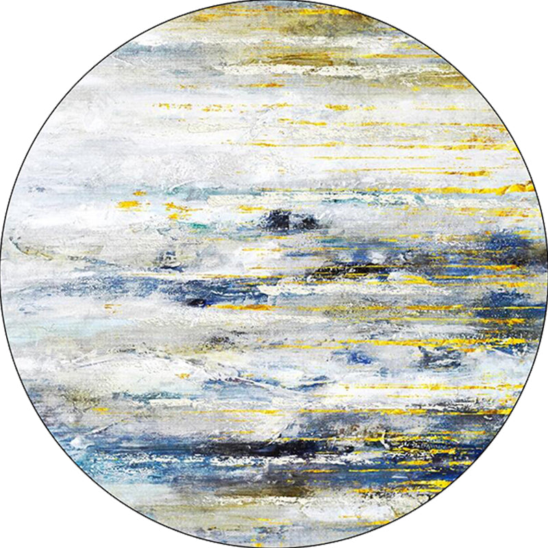 Modern Living Room Rug in White Abstract Oil Painting Print Rug Polyester Anti-Slip Backing Washable Area Rug Clearhalo 'Area Rug' 'Modern' 'Rugs' Rug' 1584223