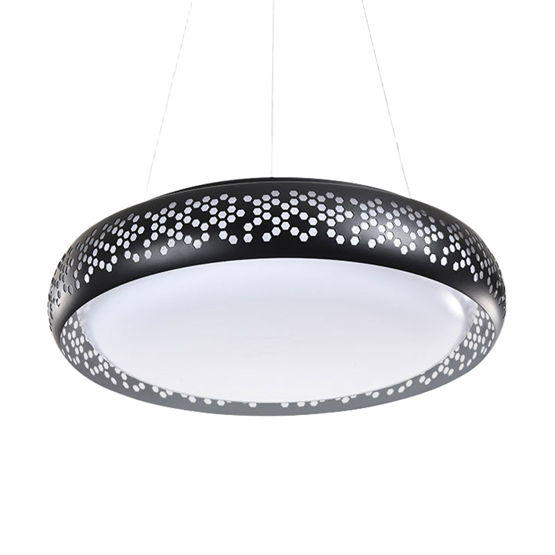 Black/White Drum Hanging Pendant Light Modern 1 Head Metal Pendant Light Fixture in Warm/White/Natural Light, 19"/23" Wide Clearhalo 'Ceiling Lights' 'Modern Pendants' 'Modern' 'Pendant Lights' 'Pendants' Lighting' 158423