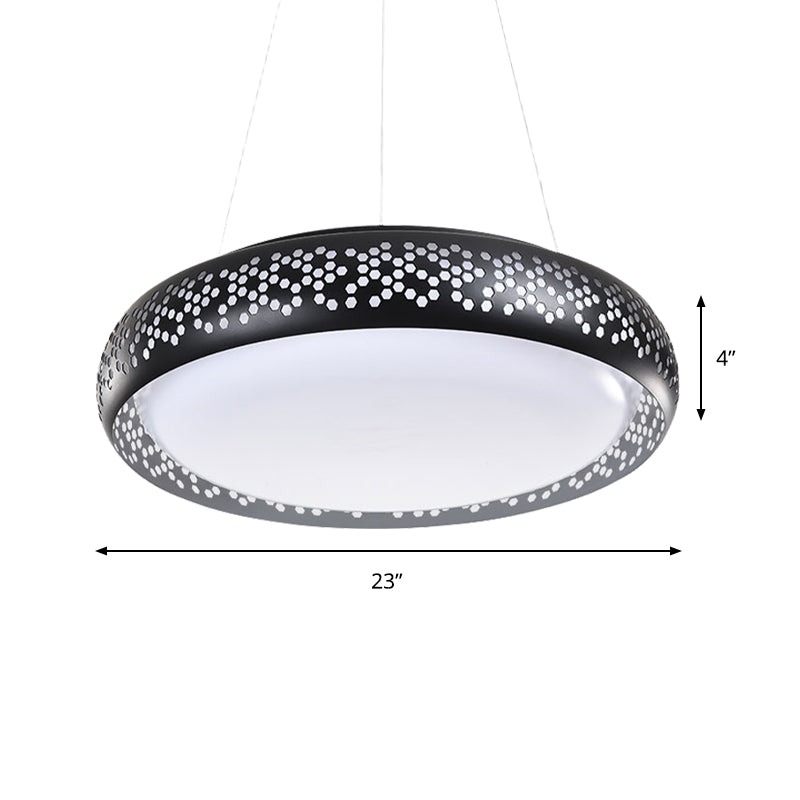 Black/White Drum Hanging Pendant Light Modern 1 Head Metal Pendant Light Fixture in Warm/White/Natural Light, 19"/23" Wide Clearhalo 'Ceiling Lights' 'Modern Pendants' 'Modern' 'Pendant Lights' 'Pendants' Lighting' 158425