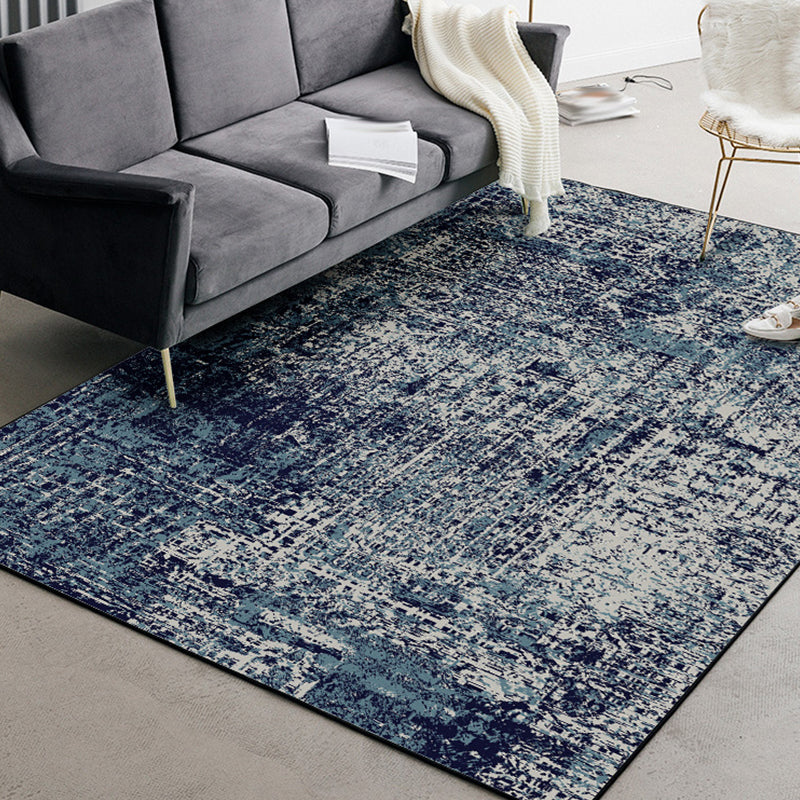 Modern Living Room Rug in Blue Abstract Print Rug Polyester Machine Washable Non-Slip Area Rug Dark Blue Clearhalo 'Area Rug' 'Modern' 'Rugs' Rug' 1584297