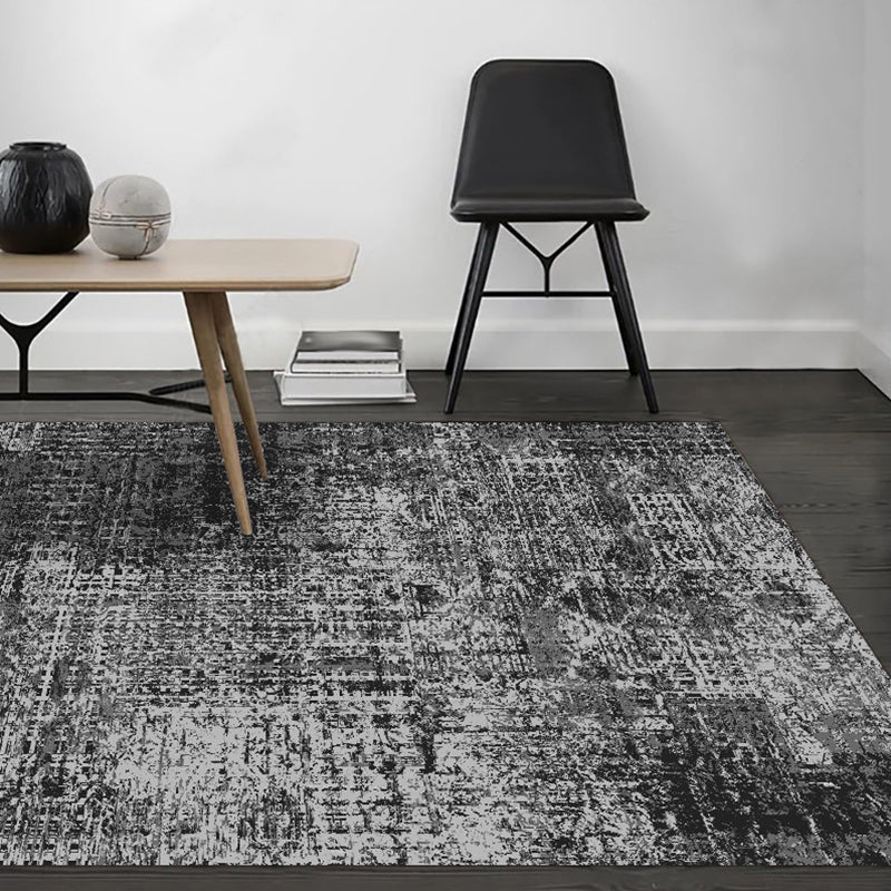 Black Bedroom Rug Modern Abstract Pattern Area Rug Polyester Stain-Resistant Machine Washable Carpet Black Clearhalo 'Area Rug' 'Modern' 'Rugs' Rug' 1584304
