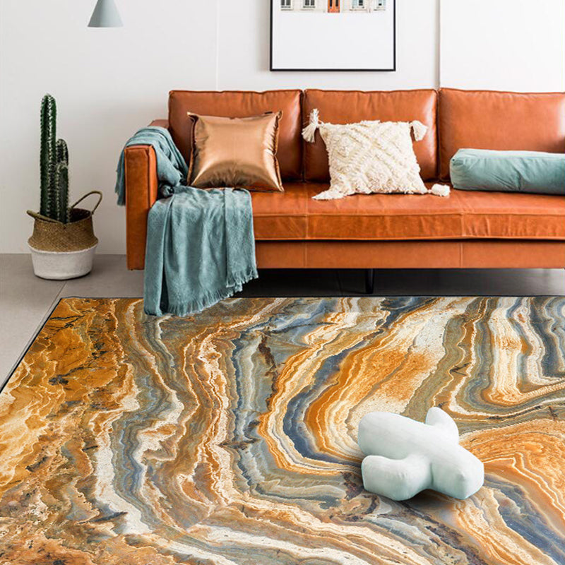 Modern Living Room Rug in Orange Abstract Rock Texture Print Rug Polyester Washable Pet Friendly Area Rug Orange Clearhalo 'Area Rug' 'Modern' 'Rugs' Rug' 1584412