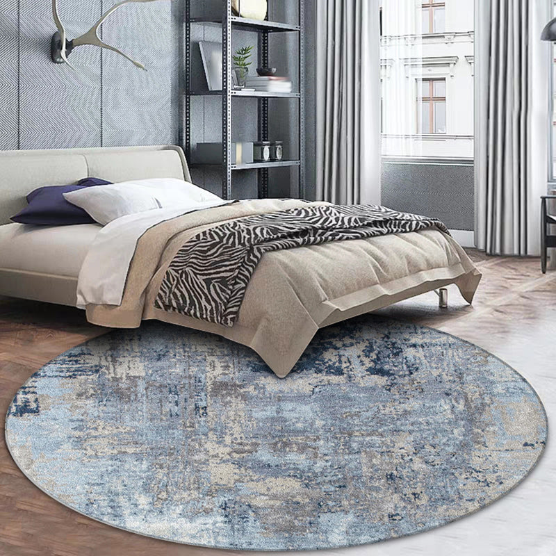 Blue Bedroom Rug Modern Abstract Painting Pattern Area Rug Polyester Stain-Resistant Washable Carpet Blue Clearhalo 'Area Rug' 'Modern' 'Rugs' Rug' 1584433