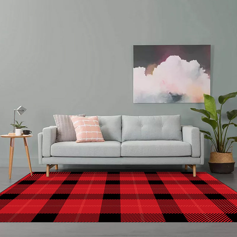 Modern Living Room Rug in Brown and Red Tartan Print Rug Polyester Pet Friendly Area Rug Clearhalo 'Area Rug' 'Modern' 'Rugs' Rug' 1584473