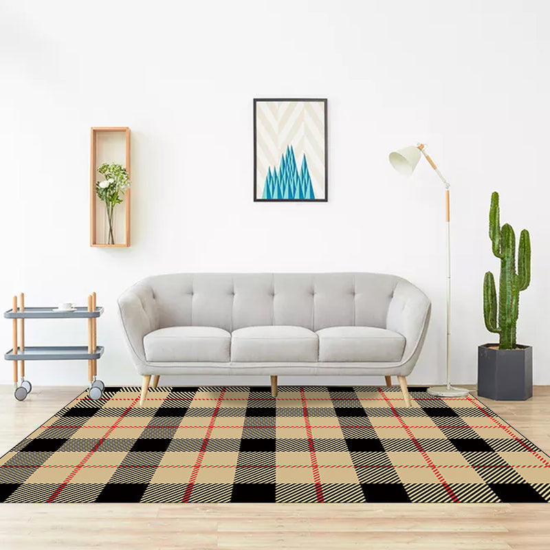 Modern Living Room Rug in Brown and Red Tartan Print Rug Polyester Pet Friendly Area Rug Yellow Clearhalo 'Area Rug' 'Modern' 'Rugs' Rug' 1584480