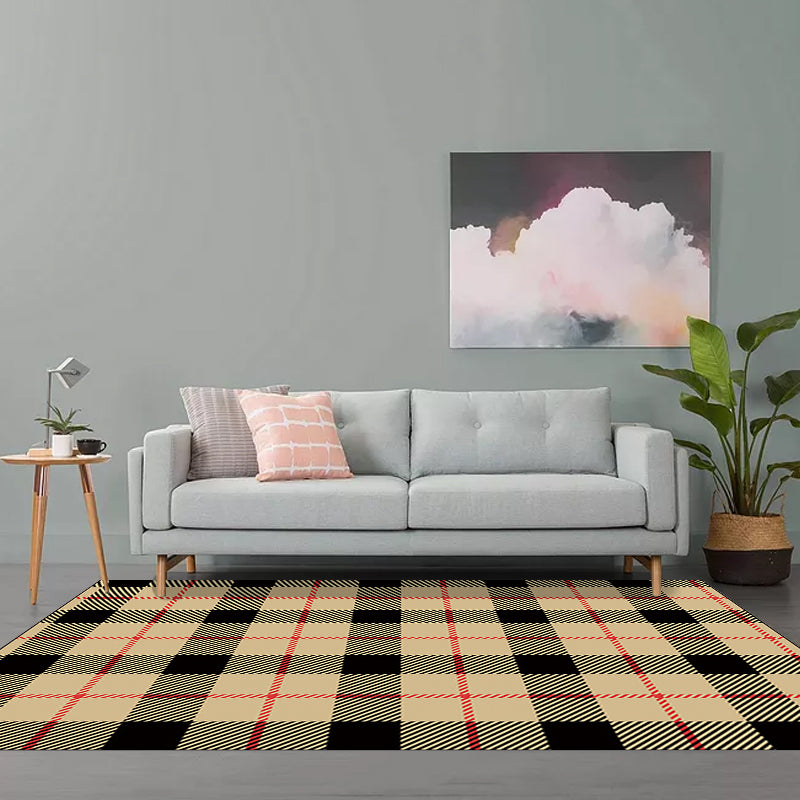 Modern Living Room Rug in Brown and Red Tartan Print Rug Polyester Pet Friendly Area Rug Clearhalo 'Area Rug' 'Modern' 'Rugs' Rug' 1584481