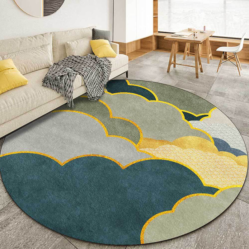 Contemporary Modern Rug Colorful Abstract Clouds Pattern Rug Polyester Non-Slip Washable Carpet for Home Decoration Green Clearhalo 'Area Rug' 'Modern' 'Rugs' Rug' 1584637
