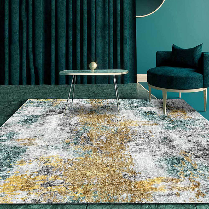 Stylish Abstract Rug Golden Industrial Rug Polyester Washable Anti