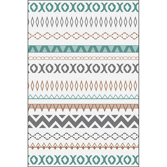 Ivory Bedroom Rug Bohemian Stripe Triangle Pattern Area Rug Polyester Stain-Resistant Carpet Clearhalo 'Area Rug' 'Bohemian' 'Rugs' Rug' 1584710