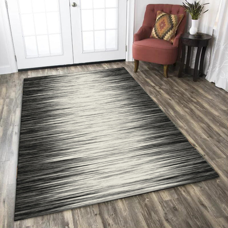 Modern Living Room Rug in Ivory and Black Abstract Oil Painting Line Print Rug Polyester Non-Slip Washable Area Rug Black Clearhalo 'Area Rug' 'Modern' 'Rugs' Rug' 1584716