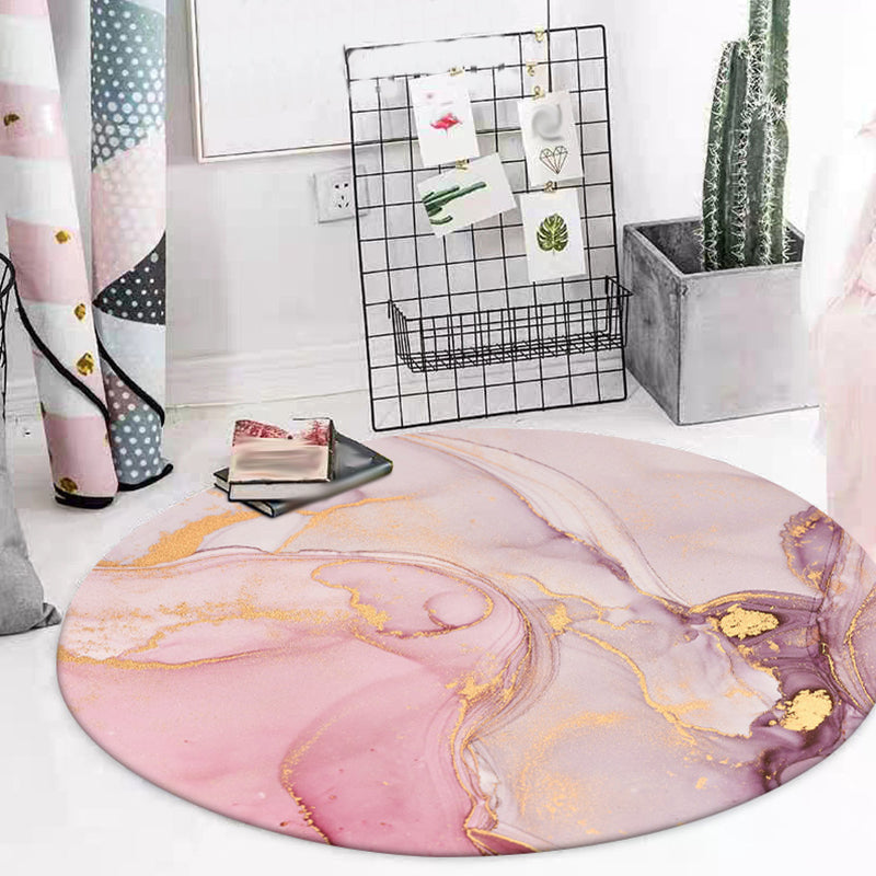 Modern Living Room Rug in Pink Abstract Watercolor Painting Print Rug Polyester Non-Slip Washable Area Rug Pink Clearhalo 'Area Rug' 'Modern' 'Rugs' Rug' 1584737
