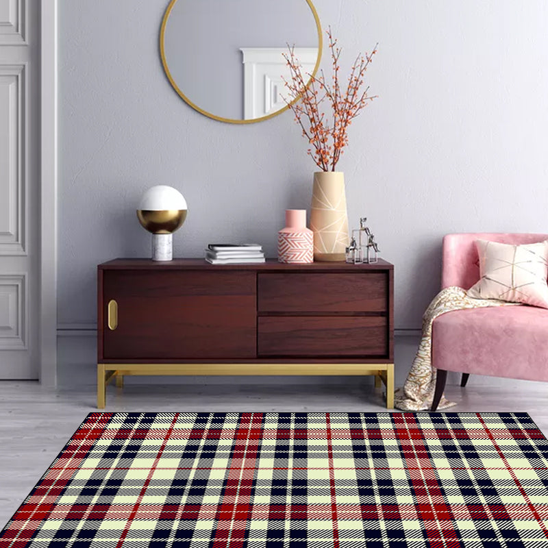 Minimalist Modern Rug in Yellow Tartan Stripe Pattern Rug Polyester Non-Slip Backing Carpet for Home Decoration Clearhalo 'Area Rug' 'Modern' 'Rugs' Rug' 1584753