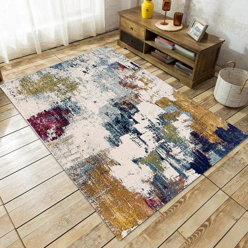 Ivory Bedroom Rug Modern Abstract Oil Painting Pattern Area Rug Polyester Stain-Resistant Machine Washable Carpet Clearhalo 'Area Rug' 'Modern' 'Rugs' Rug' 1584808
