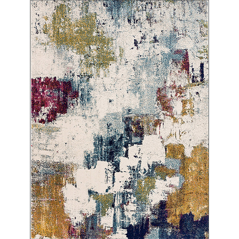 Ivory Bedroom Rug Modern Abstract Oil Painting Pattern Area Rug Polyester Stain-Resistant Machine Washable Carpet Clearhalo 'Area Rug' 'Modern' 'Rugs' Rug' 1584809