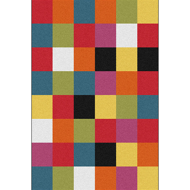 Multicolored Bedroom Rug Modern Plaid Pattern Area Rug Polyester Pet Friendly Non-Slip Backing Carpet Clearhalo 'Area Rug' 'Modern' 'Rugs' Rug' 1584832