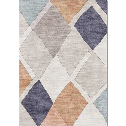 Novelty Living Room Rug in Ivory Diamond Print Rug Polyester Machine Washable Anti-Slip Area Rug Clearhalo 'Area Rug' 'Rug' 1584848