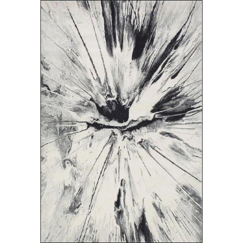 Modern Living Room Rug in White Abstract Ink Painting Print Rug Polyester Washable Non-Slip Backing Area Rug Clearhalo 'Area Rug' 'Modern' 'Rugs' Rug' 1584864