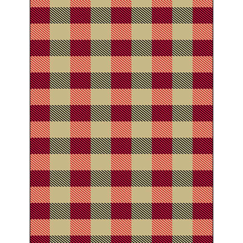 Red and Brown Bedroom Rug Modern Plaid Stripe Pattern Area Rug Polyester Stain-Resistant Machine Washable Carpet Clearhalo 'Area Rug' 'Modern' 'Rugs' Rug' 1584913