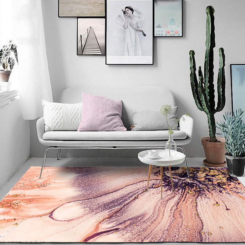 Contemporary Modern Rug in Pink Abstract Petal Pattern Rug Polyester Washable Carpet for Home Decoration Clearhalo 'Area Rug' 'Modern' 'Rugs' Rug' 1584959