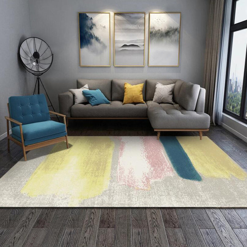 Grey Bedroom Rug Modern Abstract Painting Pattern Area Rug Polyester Stain-Resistant Machine Washable Carpet Clearhalo 'Area Rug' 'Modern' 'Rugs' Rug' 1584966
