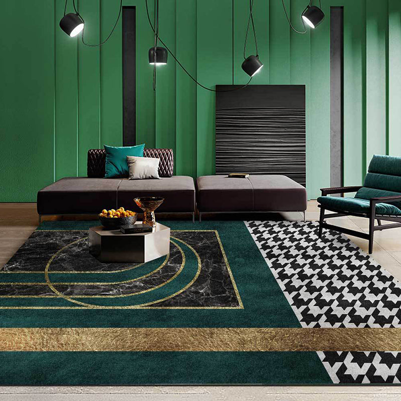 Scandinavian Modern Rug in Green Rhombus Pattern Rug Polyester Stain-Resistant Carpet for Home Decoration Clearhalo 'Area Rug' 'Modern' 'Rugs' Rug' 1584996