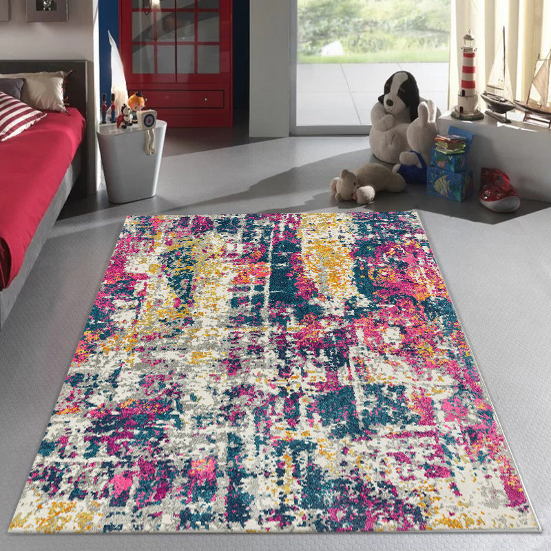 Stylish Abstract Rug Multicolor Industrial Rug Polyester Washable Anti-Slip Backing Area Rug for Living Room Yellow Clearhalo 'Area Rug' 'Rug' 1585019