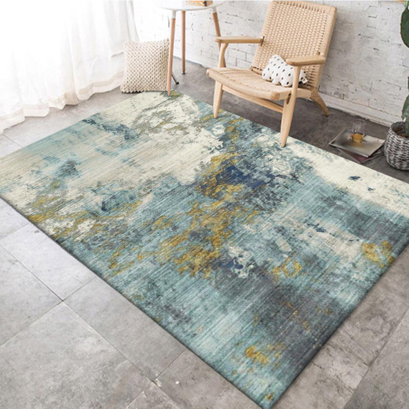 Contemporary Modern Rug in Blue Abstract Watercolor Painting Pattern Rug Polyester Washable Carpet for Home Decoration Blue Clearhalo 'Area Rug' 'Modern' 'Rugs' Rug' 1585034
