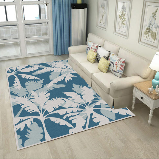 Simple Leaf Tree Print Rug Blue and Grey Polyester Rug Machine Washable Anti-Slip Area Rug for Bedroom Clearhalo 'Area Rug' 'Rug' 1585058