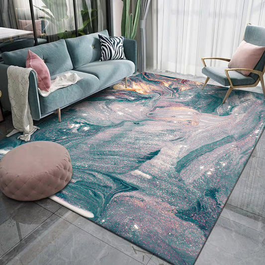Green and Blue Bedroom Rug Modern Abstract Seawater Pattern Area Rug Polyester Pet Friendly Washable Carpet Green Clearhalo 'Area Rug' 'Modern' 'Rugs' Rug' 1585065