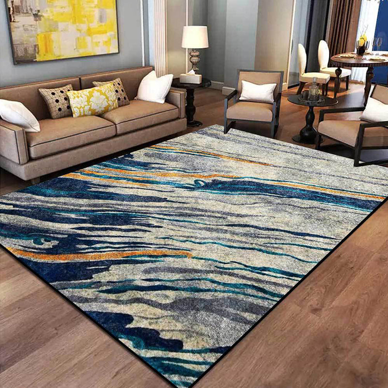 Casual Modern Rug in Grey Abstract Pattern Rug Polyester Machine Washable Non-Slip Backing Carpet for Home Decoration Blue Clearhalo 'Area Rug' 'Modern' 'Rugs' Rug' 1585079