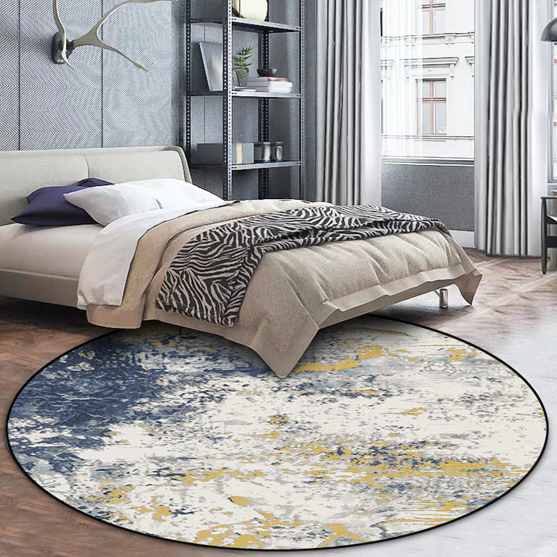 Minimalist Modern Rug White Abstract Ink Painting Pattern Rug Polyester Washable Pet Friendly Carpet for Home Decoration Blue Clearhalo 'Area Rug' 'Modern' 'Rugs' Rug' 1585155