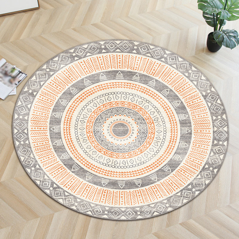 Multicolor Bedroom Rug Bohemian Circle Diamond Triangle Pattern Area Rug Polyester Anti-Slip Backing Carpet Clearhalo 'Area Rug' 'Bohemian' 'Rugs' Rug' 1585202