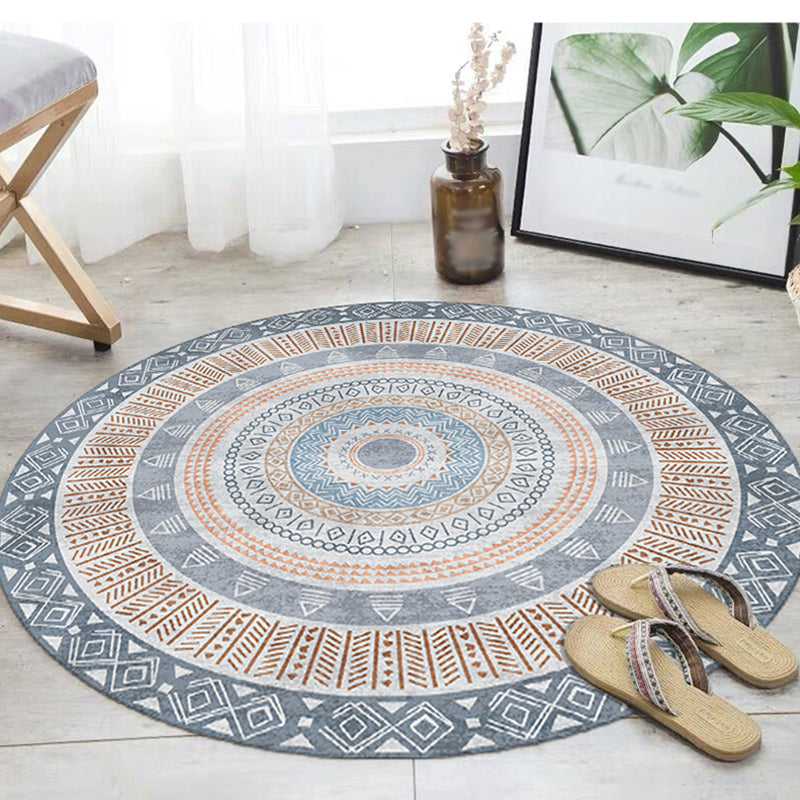 Multicolor Bedroom Rug Bohemian Circle Diamond Triangle Pattern Area Rug Polyester Anti-Slip Backing Carpet Dark Gray Clearhalo 'Area Rug' 'Bohemian' 'Rugs' Rug' 1585215