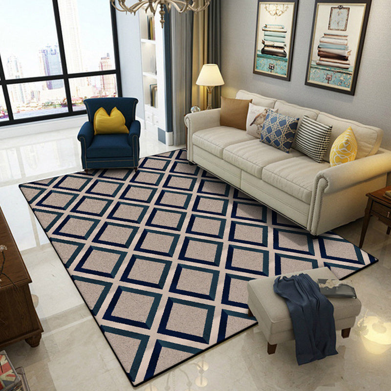 Contemporary Modern Rug in Brown Rhombus Pattern Rug Polyester Stain-Resistant Carpet for Home Decoration Clearhalo 'Area Rug' 'Modern' 'Rugs' Rug' 1585282