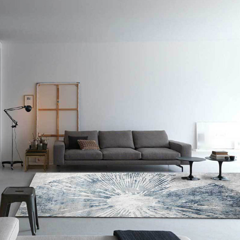 Scandinavian Modern Rug in Grey and Blue Abstract Lines Pattern Rug Polyester Washable Carpet for Home Decoration Clearhalo 'Area Rug' 'Modern' 'Rugs' Rug' 1585321