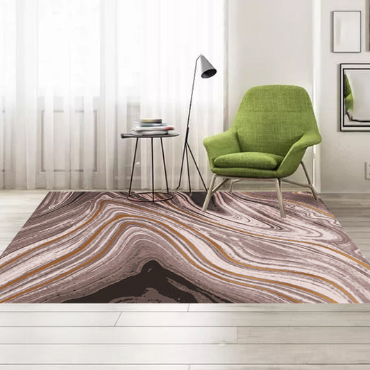 Brown Bedroom Rug Modern Abstract Twisted Lines Pattern Area Rug Polyester Anti-Slip Backing Washable Carpet Clearhalo 'Area Rug' 'Modern' 'Rugs' Rug' 1585337