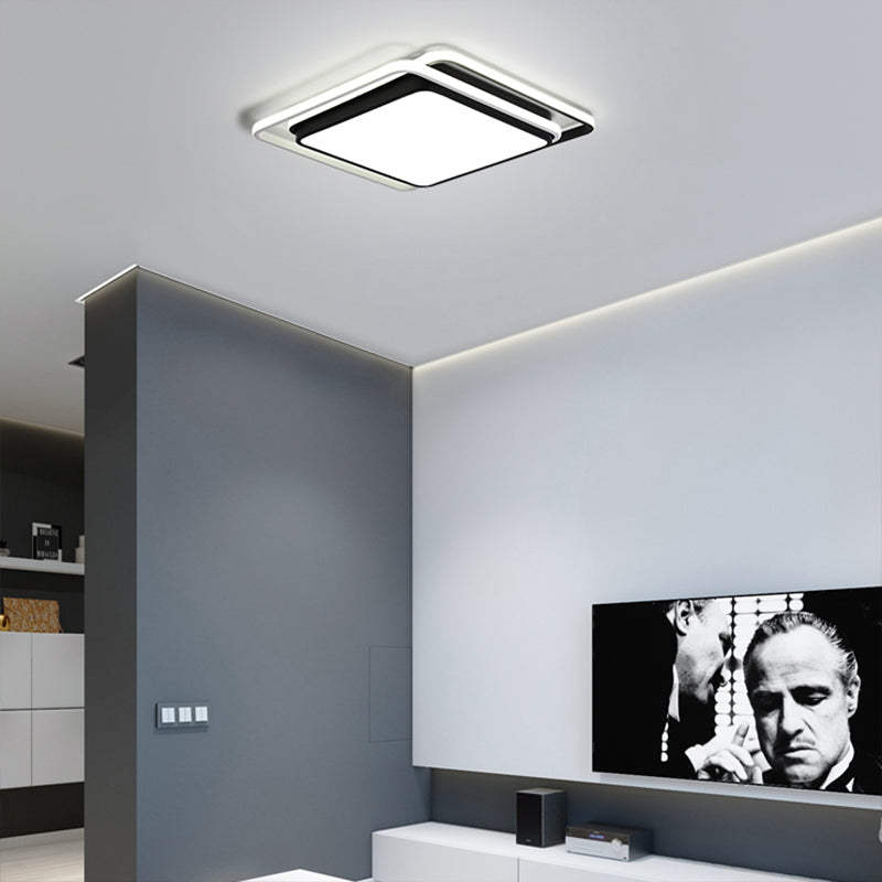 Contemporary Simple Ceiling Flush Mount Light with Acrylic Shade Integrated LED Bedroom Black/White Flush Mount Light in Warm/White Black White Clearhalo 'Ceiling Lights' 'Close To Ceiling Lights' 'Close to ceiling' 'Flush mount' Lighting' 158535